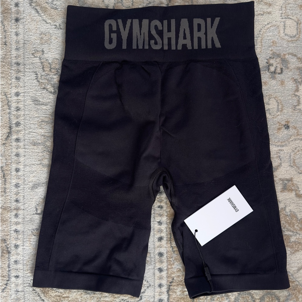 Gymshark Black Bike Shorts with Logo Waistband